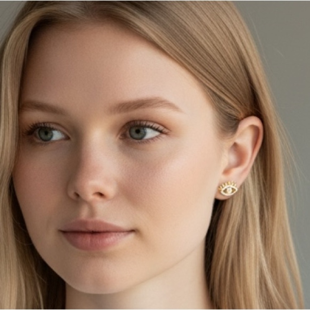 $5 for $25 ✨ Gold Evil Eye Stud Earrings | New | Minimalist Chic ✨